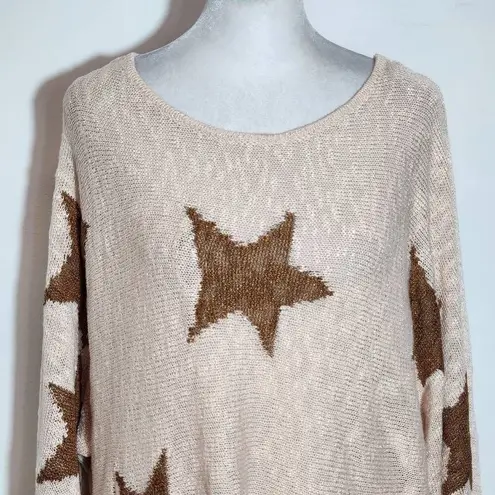 Kori Borwn Star Sweater NWT Size Large Oversized Blush and Brown Sweater