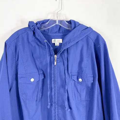 Pacific&Co Denim  Plus Size 3X Jacket Royal Blue Full Zip Hooded Pockets Windbreaker 1367