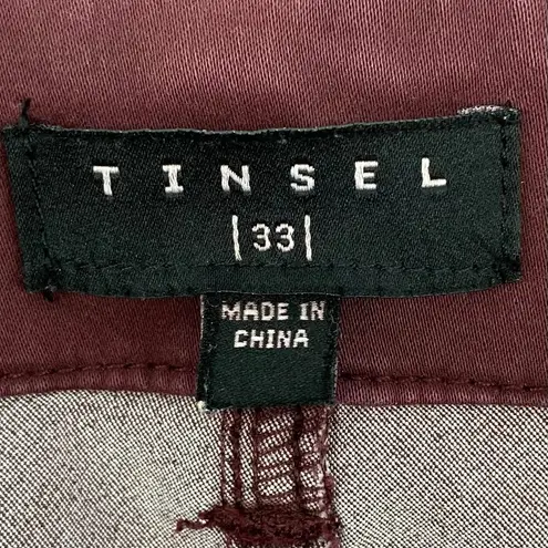 TINSEL Deep Plum Raw Hem Cropped Pants Plus Size 33 Casual Summer Everyday Purple