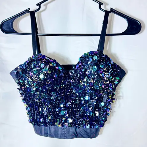 NWOT ELLACCI Black Sequin Bustier Push