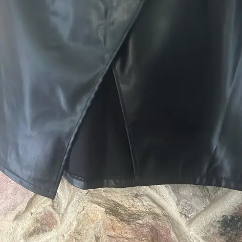 Commense Pleated Split PU Leather Skirt size L Black Size L