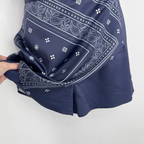Stylestalker Bandana Print Halter Mini Dress Size Small Navy Built in Shorts