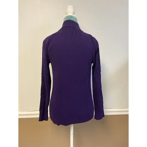 Lauren Ralph Lauren Women's Purple Top Medium Silver Snap Button Jumper