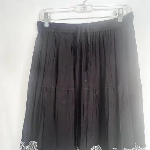 Signals Black White Tiered Stripe Aline Lined Flowy Boho Maxi Skirt Size Medium