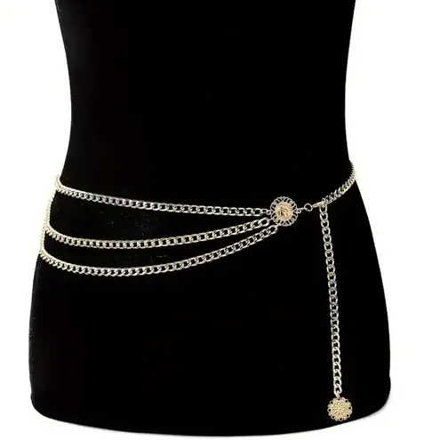 Golden Plated Tassel Belt Chain Elegant Alloy‎ Accessory Versatile Style Gold