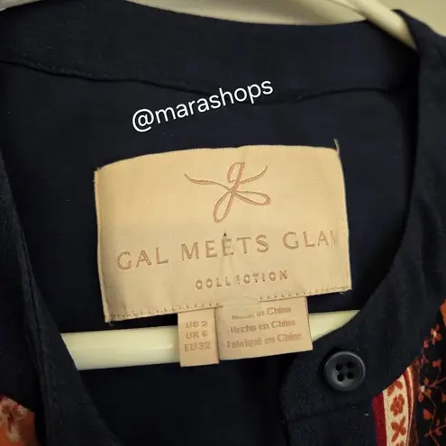 Gal Meets Glam Carlene Print Button Front Long Sleeve Dress