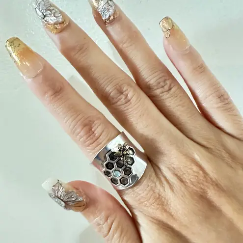 NWOT Honeycomb bee Ring for Women,Silver Coated/Thumb Ring,Boho Ring Jewelry