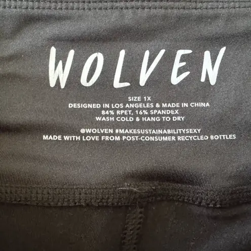 Wolven Leggings Womens Medium Compression Side Pockets Gym Workout black Size 1X
