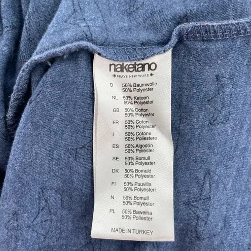 Naketano Sailboat Paper Boat Blue Blouse Top Short Sleeve Novelty Print Size S