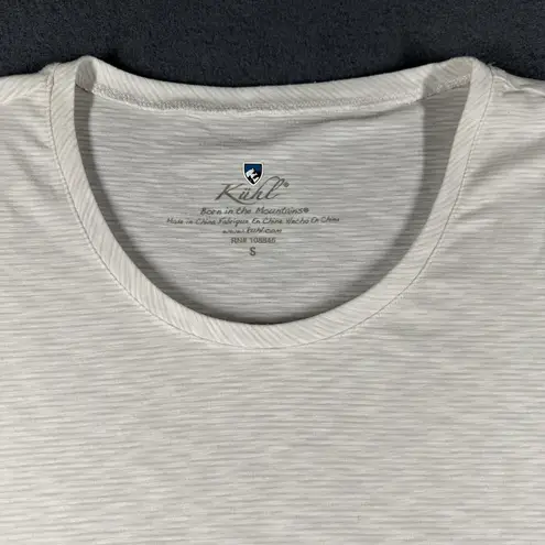 Kuhl Shirt Womens Small White Stripe Burnout Scoop Neck Short Sleeve Performance