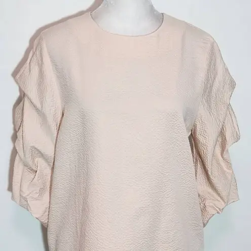 COS Blush Pink Textured Blouse with Puffy Sleeves Size 4 Light Pink Top