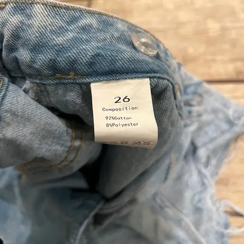 High Waist Denim Shorts High Rise Jeans Shorts Ripped Pants Summer Casual Pants Blue Size 26