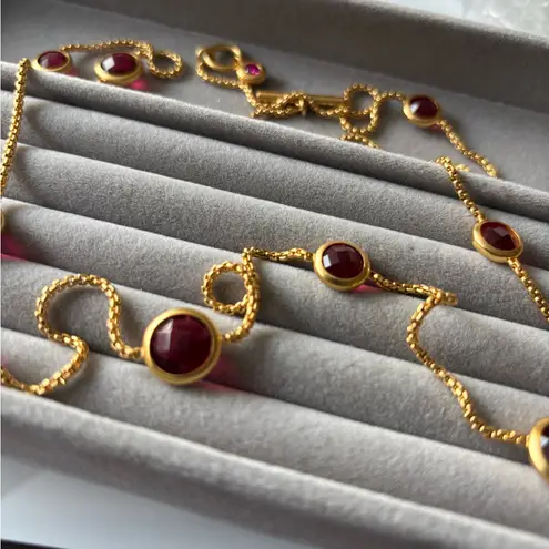 NWOT Julie Vos Gold and Pink Gemstone Necklace