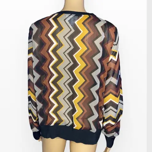 Missoni For Target Brown Chiffon Blouse Top Chevron