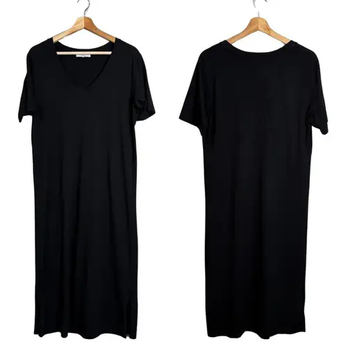 Michael Stars Sandra V-Neck T-Shirt Midi Dress Women's Small Black Casual Travel