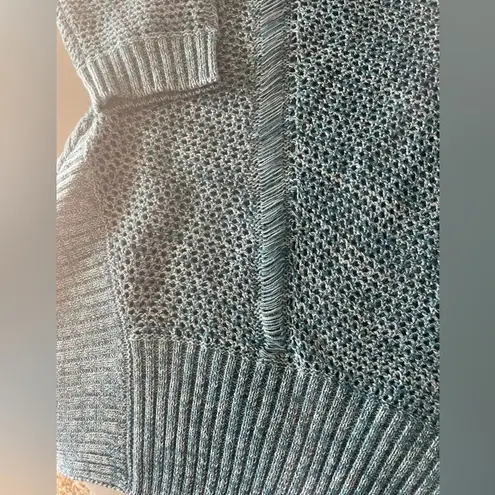 Willow & Clay Light Marled Blue Open Knit Cold Shoulder Sweater size Large