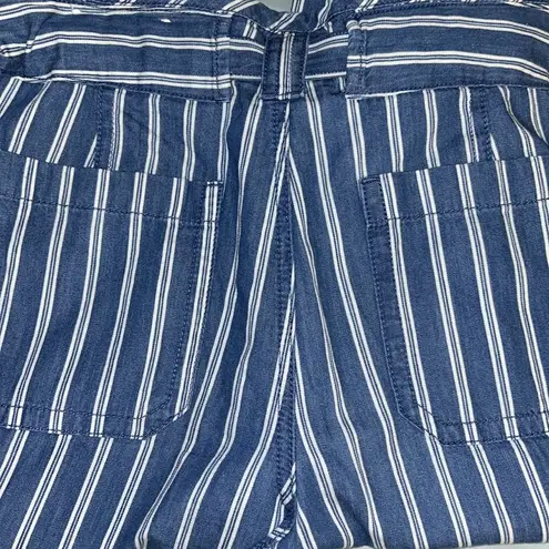 American Eagle  Women's Blue White Striped Wide Leg Paperbag‎ Pants Sz 8 NWOT