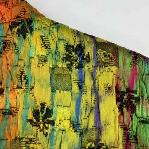 Vintage 80s Elliott Lauren Rainbow Boho Artsy Floral Quilted Zip Up Jacket 6 M Multiple