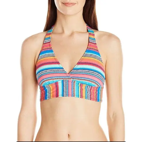 Anne cole M Multi Triangle Stripe Wire-free Halter Bikini Top New