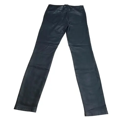 Level 99 Womens Size 27 Coated Black Skinny Jeans Leather Look Bikercore Baddie