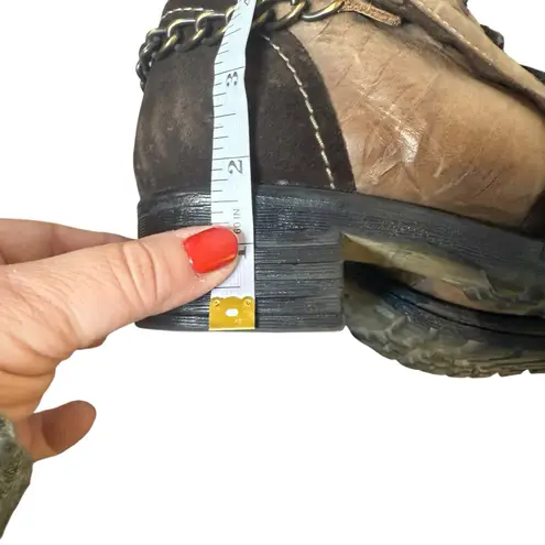 Dromedaris Brown Soft Leather Combat Booties Boots Size EU 38 Lace Up Zip Moto