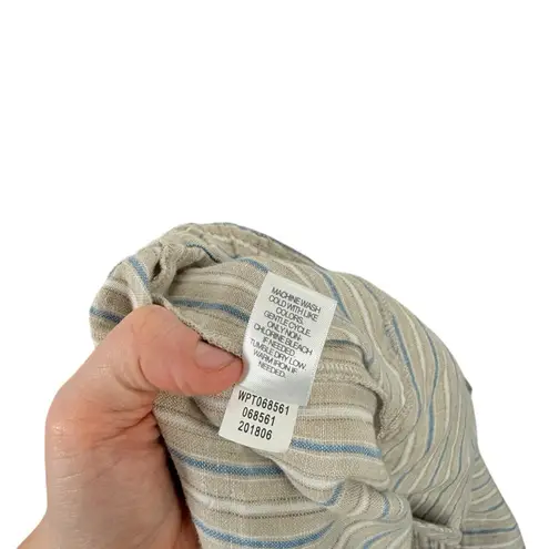 J Jill Love Linen Beige Striped Pull On Pants 100% Linen Coastal Womens Large