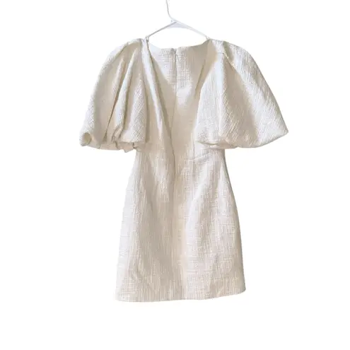 Solace London Delphi Gathered Cotton-Tweed Mini Dress Sz 4 US White