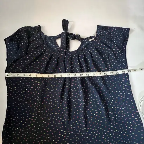 Lauren Conrad Womens Pleated Neck Tie back Short Sleeve Blouse Sz M Size M