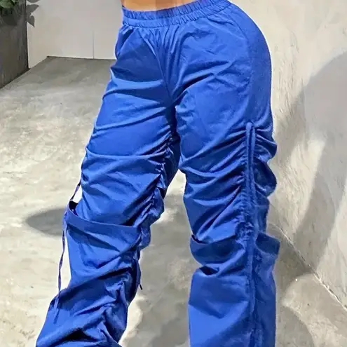 Royal Blue Adjustable Ruched Parachute Cargo Pants