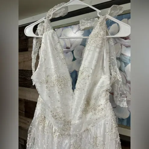 Lulus Forever Endearing White Swiss Dot Embroidered Midi Dress Size large