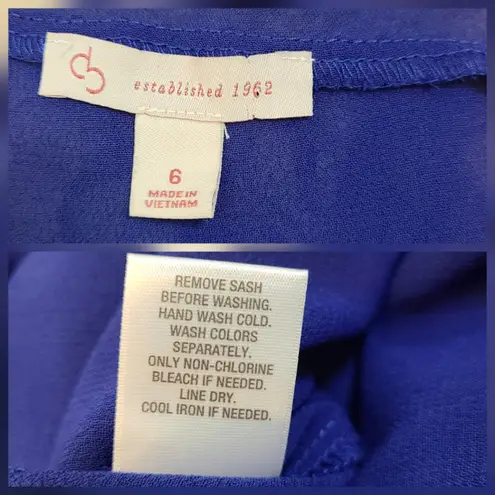 Dressbarn Blue Lace Midi Dress Sz 6 Cap Sleeve Boat Neck A Line Tie Waist Flora