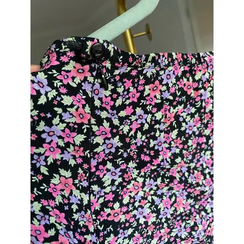 Kathie Lee Collection Vintage Kathie Lee Maxi Skirt Ditsy Floral Cottagecore Black Soft Slit Boho