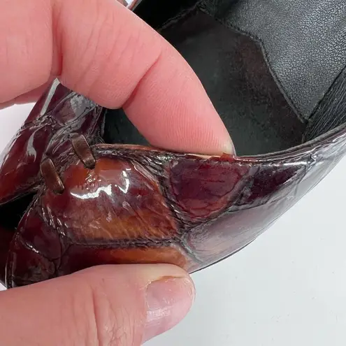 Donald J Pliner tortoise peep toe pumps size 6.5 patent patchwork Brown