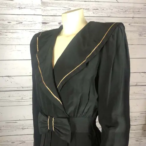 Jonathan Martin Vintage Silk black & gold dress with large round collar size 8