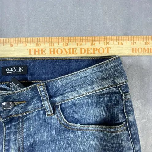 Allen B Womens Flare Jeans 10 Boot Mid rise Blue Rhinestones Boho Festival Ranch