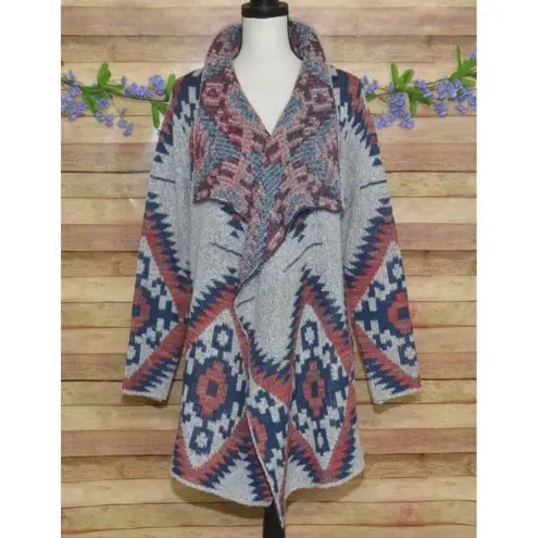 RD Style Ladies Gray Open Front Cardigan Sweater Size L Southwest Aztec Warm - Image 5