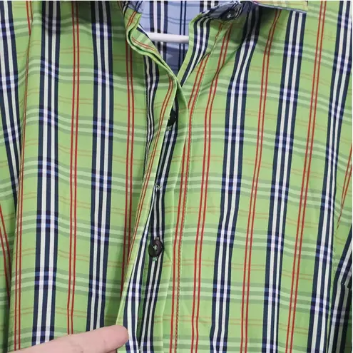 Gretchen Scott Breezy Blouson Sunshine Plaid Green Dress Size Small