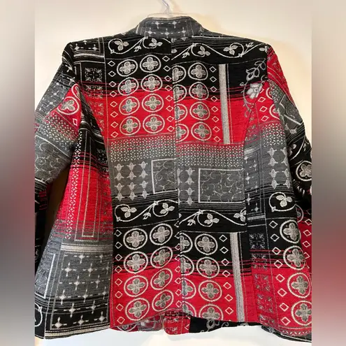 Christopher & Banks 90s Tapestry Jacket Red & Black Floral Design Women’s Large