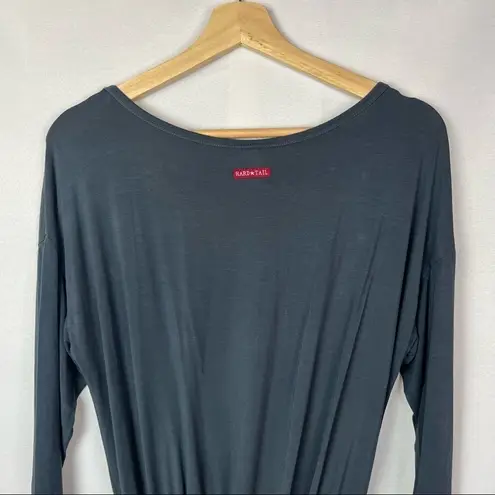 Hard Tail Blue Gray Ruched Cinched Side Long Sleeve Knee Length Dress S