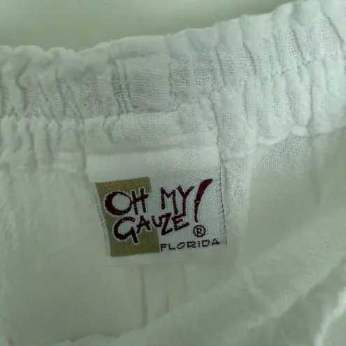 Oh My Gauze Women’s 2 White Tie Up LagenLook Minimalist Artsy Pants Art to Wear Size L