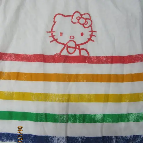 Hello Kitty Sanrio Rainbow Stripes Juniors White Tank Top Racerback XS 71868