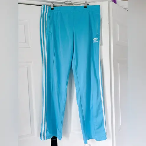 Adidas Superstar Firebird Track Pants in Light Aqua/White Blue Size L
