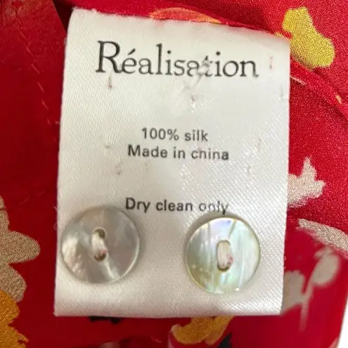 Realisation Par Julia Rouge Fleur Mini Dress Red Silk Women’s Size Small Floral