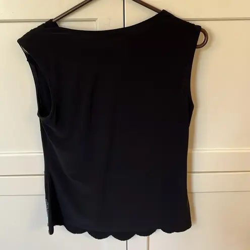 MSK Black Sleeveless Top with Silver Accents Size L