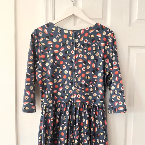 Dolly and Dotty Unique Vintage Billie Blue Sushi & Sashimi Flared Midi Dress 10