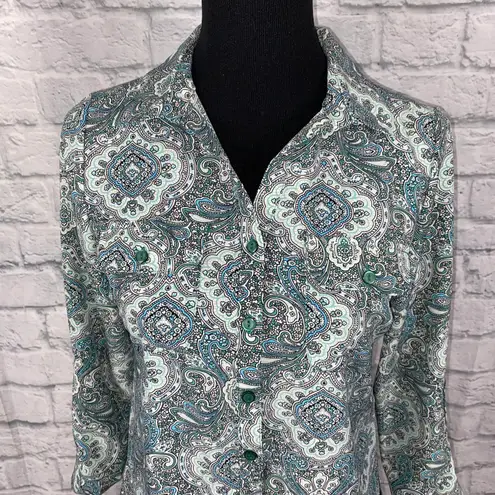 Notations petite paisley print button down blouse sz petite small