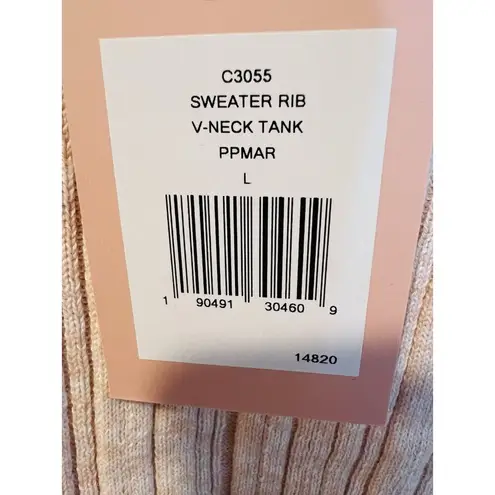 Eberjay Eberjey Infinite V-Neck Ribbed Sweater Tank Peach Parfait Large Loungewear