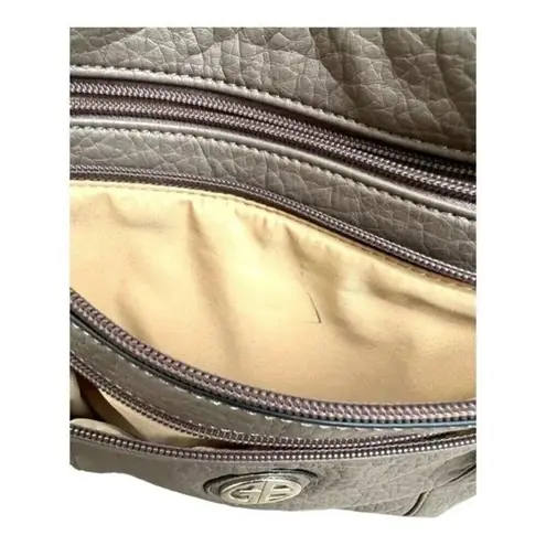 Giani Bernini Pebble Faux Leather Crossbody Bag Grey Multiple Compartments