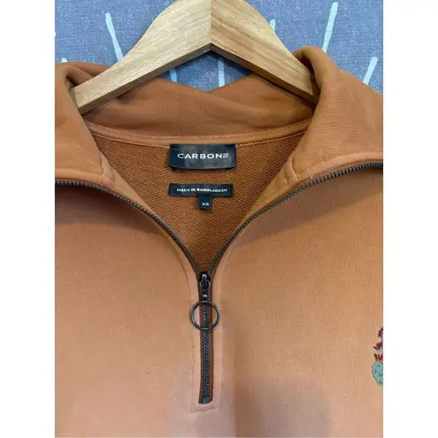 NWT Carbon38 Ombré French Terry Half Zip Cactus Brown Size XS