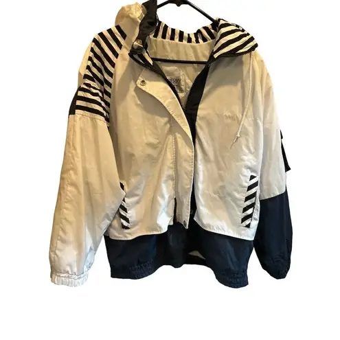 Vintage Mulberry Street Nautical Windbreaker Jacket L White Striped Unisex Size L